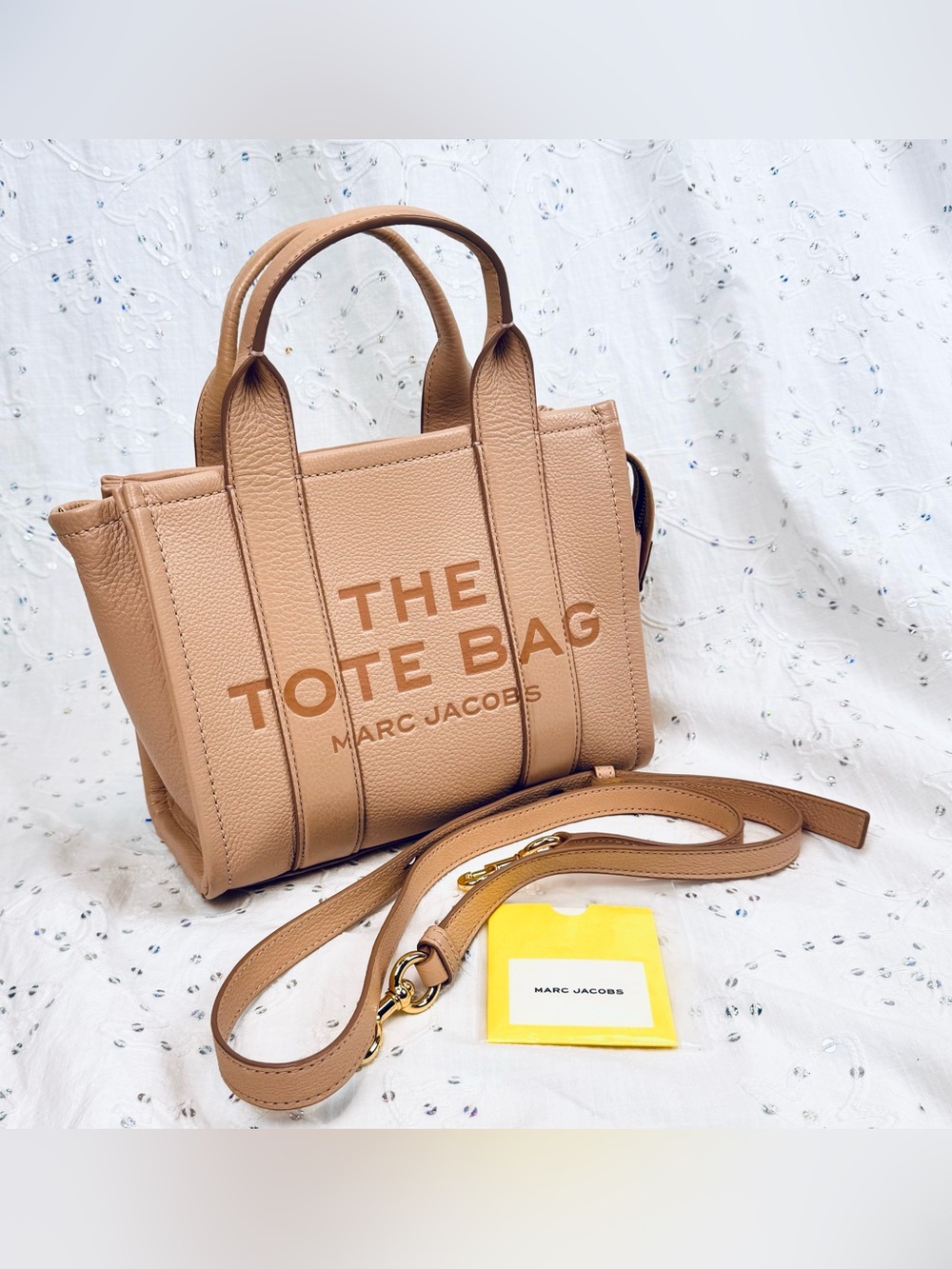 Marc Jacobs The Small Tote Bag Rose Pebbled Leather Crossbody | New